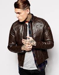 817 Diesel Leather Jacket L Neilor Biker Zip Detail Leather Jacket Men Brown Leather Bomber Jacket Zipped Leather Jacket