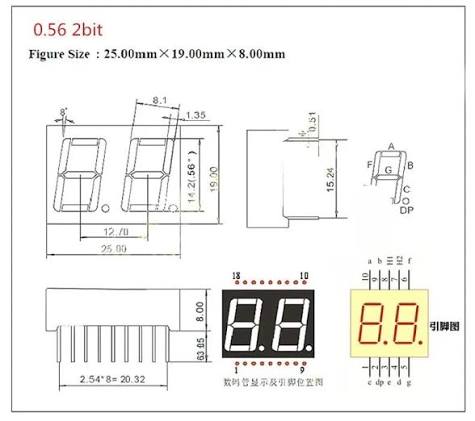 0.56 inch 7 Segment Digital Tube Red Common Cathode LED Digit Display (0.56 inch 7 Segment 2 bit): Buy Online at Best Price in Egypt - Souq is now Amazon.eg