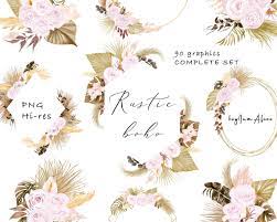 Polish your personal project or design with these wedding floral transparent png images, make it even more personalized and more attractive. Complete Set Dried Palm Pampas Grass Clipart Rustic Boho Flower Watercolor Png Free Commercial Use Wedding Clipart Commercial Graphic Clip Art Watercolor Flowers Wedding Clipart