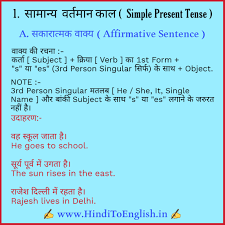 To make a negative sentence in english we the following is the word order to construct a basic negative sentence in english in the present tense a variety of english grammar notes and rules including charts and examples for beginner to advanced. Simple Present Tense In Hindi With Examples Simple Present Tense English Learning Spoken Learn English Words
