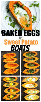 Baked Eggs In Sweet Potato Recipe Healthy Breakfast Sweet Potato Recipes Lo Healthy Breakfast Recipes Healthy Potato Recipes Sweet Potato Recipes Healthy