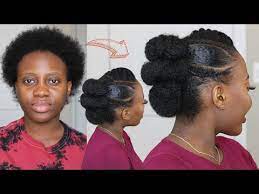 Quick Natural Hair Protective Style Faux Hawk Updo Christmas Holiday Hairstyle On Short 4c Hair Natural Hair Styles Natural Hair Braids Holiday Hairstyles