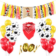 Western theme party western party ideas: Cowboy 1st Birthday Party Decorations Kit Cowgirl First Birthday Handmade Cowboy Theme High Chair Banner Red Bandanna 12 Inches Yellow Red Cowdairy Pattern Balloons For Baby One Year Old Bday Utopp Home