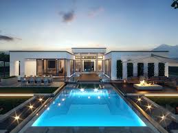 206 Qm Grosser Luxusbungalow Mit Flachdach Pool Modern Bungalow New Model House Flat Roof House Designs