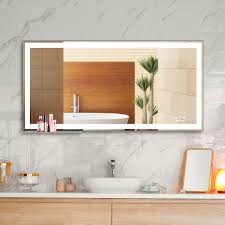 Our bathroom cabinets range in size from 19 to 72. Led Lighted Bathroom Vanity Mirror 48 X 24 Inch Wall Mounted Bathroom Makeup Mirror With Adjustable Led Lights Smart Touch Button Control Led Smart Mirror Horizontal Vertical Silver J38 Walmart Com Walmart Com