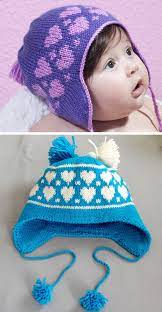 Free Hearts Earflap Baby Hat Knitting Pattern Baby Hat Knitting Pattern Baby Hats Knitting Crochet Baby Beanie