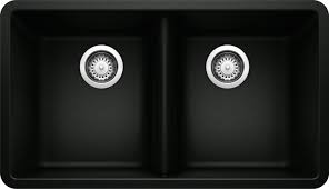 Kitchen ceramic sinks are the perfect option for family homes as they are hardwearing and easy to clean. Blanco 402679 Horizon U 2 Bowl Undermount Silgranit Sink Coal Black Plumbing Online Canada