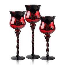 Read reviews for ashland® glass hurricane candle holder. Tulip Hurricane Candle Holders Set Of 3 Mercury Red Ombre Import It All