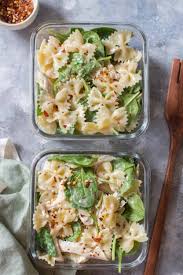 Whisk together ½ cup olive oil, ⅓ cup red wine vinegar, 1 tbsp dijon mustard, 1 tsp dried oregano, 1 clove of minced garlic, ¾ tsp salt, and ¼ tsp freshly cracked black pepper. Cold Chicken Spinach Pasta Salad Carmy Easy Healthy Ish Recipes