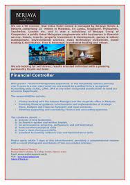Assistant manager, corporate finance robert walters (kuala lumpur kul) an excellent assistant manager, corporate finance job has become available at one of the world's leading companies in petaling jaya. Financial Controller Job Description Malaysia