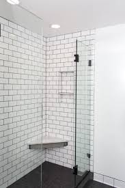 Shower With White Subway Tile And Dark Grout White Subway Tile Shower Shower Tile Subway Tile Showers