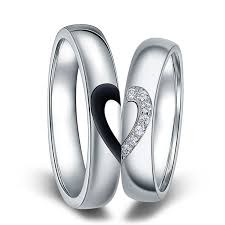 Puzzle rings can be used as wedding bands, friendship rings and conversation pieces. Black Baking Cz Diamond Couple Rings For Women Men Two Half Hearts Puzzle Wedding Bands Set In Sterling Silver Matching Couples Jewelry For Him And Her Idream Jewelry