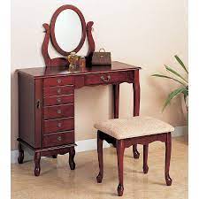 White vanity table set jewelry armoire makeup desk bench. Coaster Fine Furniture Cherry Makeup Vanity Lowes Com Vanity Table Set Vanity Set Coaster Fine Furniture