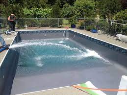 New 16 X 34 Rectangle Liner Replacement With Latham Liner Courtstone Natural Grey Pattern Filling Pool Pool Patio Pool Liners