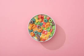 3 1/2in tall x 7in wide. Top View Of Bright Colorful Breakfast Cereal In Bowl On Pink Background Free Stock Photo And Image