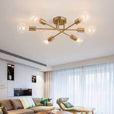 Attach a modern wall illumination to your home aesthetic. Modern Sputnik Chandelier Lighting Fixture Nordic Semi Flush Mount Ceiling Lamp Brushed Antique Gold Lighting 6 Light Home Decor Chandeliers Aliexpress