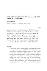 Pdf The Epistemology Of Kalam Of Abu Mansur Al Maturidi