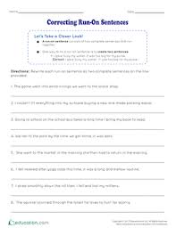 The dress i bought for the prom is beautiful but it was expensive. Correcting Run On Sentences Worksheet Education Com