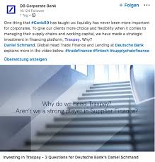 Get financial news, insights and more with the new flow app. Media Response Deutsche Bank S Participation In Traxpay Traxpay