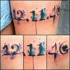 The style is very loose. This Is What Happens When You Tell Me To Do Whatever I Want With A Date That You Want Watercolor Date Tattoos Birthdate Tattoo Tattoo Lettering
