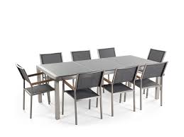 Ral 9022 pearl light grey. 8 Seater Garden Dining Set Grey Granite Top And Grey Chairs Grosseto Beliani De