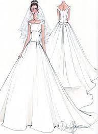 Custom Wedding Gown Illustration Front And Back Etsy Wedding Dress Sketches Dress Sketches Watercolor Fashion