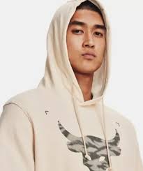 Under armour Project Rock Hoodie Mens XL BULL Terry Short Sleeve Training  White