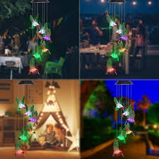 Color Changing Solar Led Waterproof Hummingbird Wind Chimes In 2020 Solar Led Solar Lights Garden Solar Wind Chimes