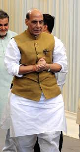 New Delhi:Union Defence Minister Rajnath Singh arrives at the BJP party  office.