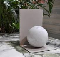 Handmade Metal Bookend with Sphere in White Carrara Marble from Fiam