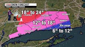 A foot of snow fell on average around connecticut thursday and more snow is in the forecast tonight for the entire state and possibly even more snow on sunday, especially for inland areas. Snow Timeline Flakes To Arrive This Afternoon Drop 2 Feet In Parts Of Ct