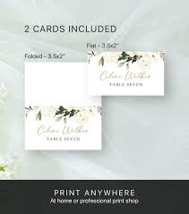 Wedding Place Card Template With Watercolor Cream Florals Greenery Printable Name Card Greenery Editable Seating Card Ab08 01 029 Wedding Place Card Templates Wedding Place Cards Place Card Template