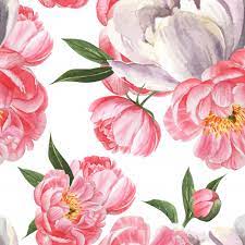 Set of 4 watercolor floral digital papers from wedding bouquet collection. Free Vector Peony Flowers Watercolor Pattern Seamless Floral Botanical Watercolour Style Vintage Textile