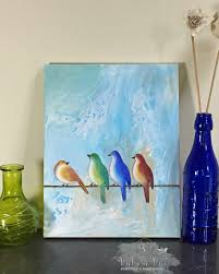 Acrylic Bird Paintings On Canvas Original Bird Art Acrylic Bird Painting Birds On Canvas Colorful Bird Painting Blue Bird Bird Paintings On Canvas Bird Painting Acrylic Bird Painting Diy