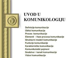 Uvod U Komunikologiju 1 Nedelja Ppt Download