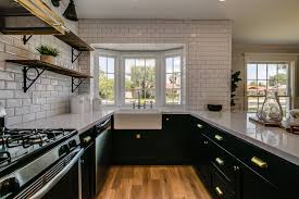 On the other hand, a farmhouse kitchen decor only use rustic or recycled barn wood minimally. Kitchen Bay Window With Farmhouse Sink Contemporary Kitchen