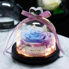 Ladada galaxy rose flower gift colorful artificial flower rose with led light string lasts forever rose in a glass dome, birthday gifts for women. Forever Rose Flower In Flask Led Glass Dome Valentines Day Gift Mshormony