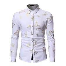 5 out of 5 stars. Men S Floral Dress Shirts Gold Butterfly Printed Slim Fit Long Sleeve Button Down Shirts On Sale Overstock 31172492