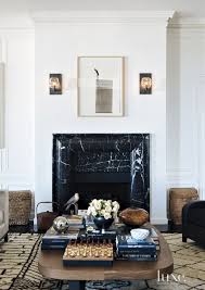 Black And White Fireplace Wall Transitional White Living Room With Black Marble Fireplace Home Decor Styles House Interior Home Decor