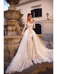 Abnehmbare zug brautkleid nektaria, aus der schulter langarm brautkleid, meerjungfrau spitze brautkleid. Gunstige Brautkleider Im Meerjungfrauen Stil Online Brautkleider Im Meerjungfrauen Stil Fur 2021