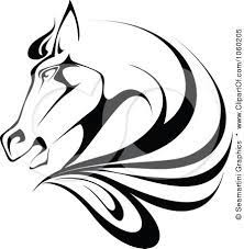 Royalty Free Vector Clip Art Illustration Of A Black And White Horse Head Logo 1 By Seamartini Graphics 1060205 Horse Stencil Horse Drawings Horses