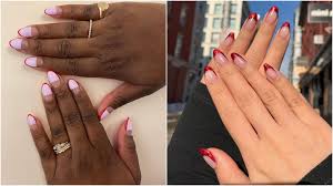 Heart shaped french tip nails 27 Almond Nails Designs To Try Now Glamour
