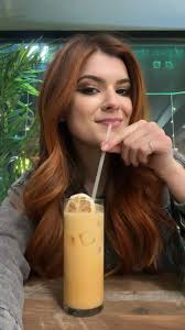 Birthday dinner! This is a pomegranate Thai tea and it's insanely good!!