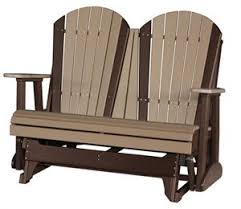 A Glider That S Built For Two This Luxcraft 4 Poly Adirondack Style Glider Is Sturdily Built And Has A Stylis Outdoor Glider Outdoor Furniture Deck Furniture