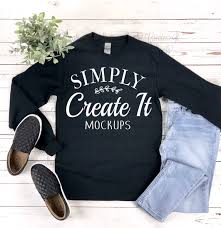 Gildan G2400 Black Long Sleeve Mockup Gildan Mockup Gildan Etsy In 2020 Black Long Sleeve Shirt Mockup Tshirt Mockup