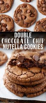 Double Chocolate Chip Nutella Cookies Recipe In 2020 Chocolate Cake Recipe Easy Nutella Cookies Sweet Recipes