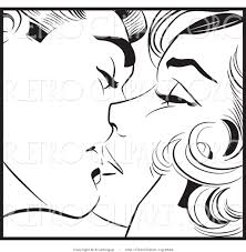 Select from premium man kissing woman images of the highest quality. Vector Retro Clipart Of A Black And White Pop Art Man And Woman Kissing By Brushingup 2522