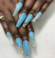 Light blue nails with silver glitter. Updated 55 Blissful Baby Blue Acrylic Nails August 2020