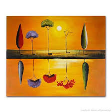 You can sit with your princess and let her decide the best wall art for her room. Buy Oil Painting Hand Painted Hand Painted Abstract Plants Yellow Sky Sun Simple Sapling Lake Reflection Home Decor Wall Art Picture Decorative Paintings For Living Room Bedroom Sofa Background Wall Por Online In India B07w44g5n5