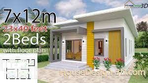Sweet home 3d roof design. House Design 3d 7x12 Meter 23x40 Feet 2 Bedrooms Shed Roof House Design 3d